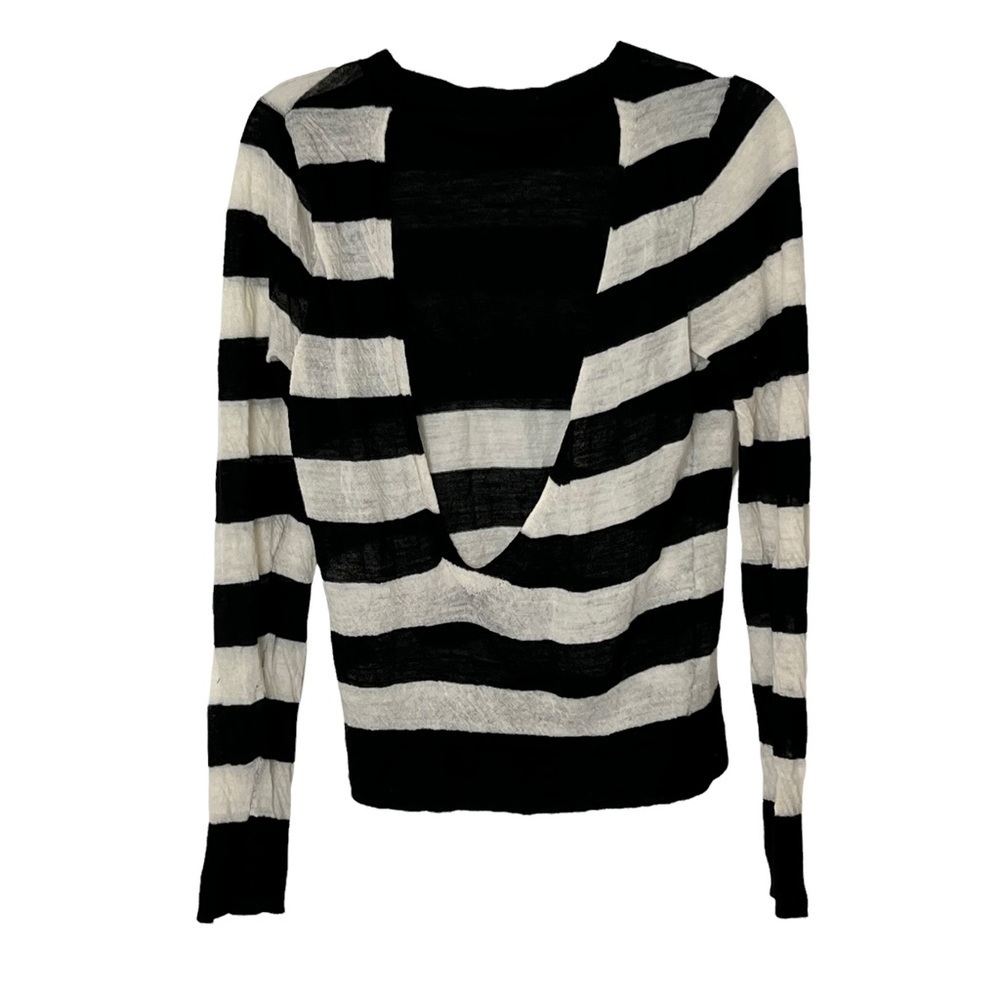 A.L.C. Wool Striped Cut Out Back Crew Neck Long Sleeve Sweater M